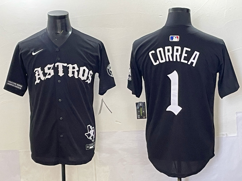 Men 2025 Houston Astros #1 Correa black  Game Nike MLB Jersey style 008->houston astros->MLB Jersey
